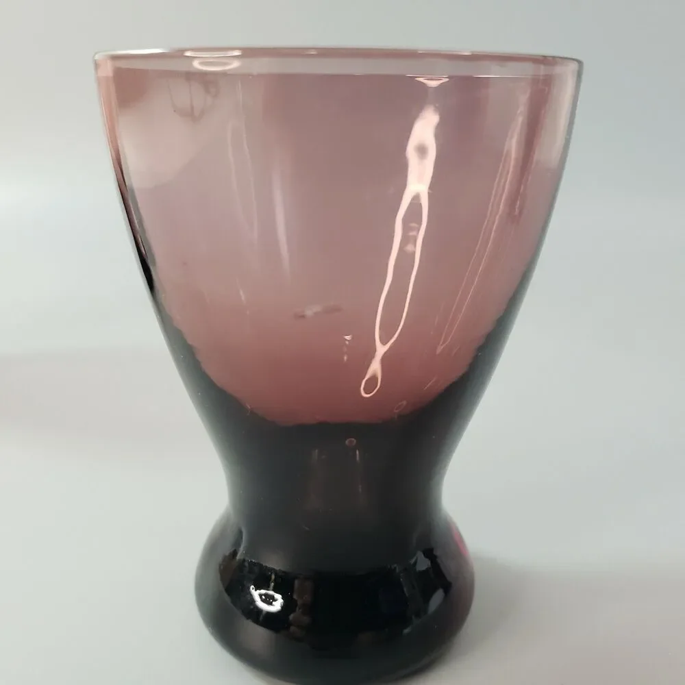 Vtg 3 Amethyst Shot Liquor Glasses Curvy Purple Barware Drinkware Lounge Italy